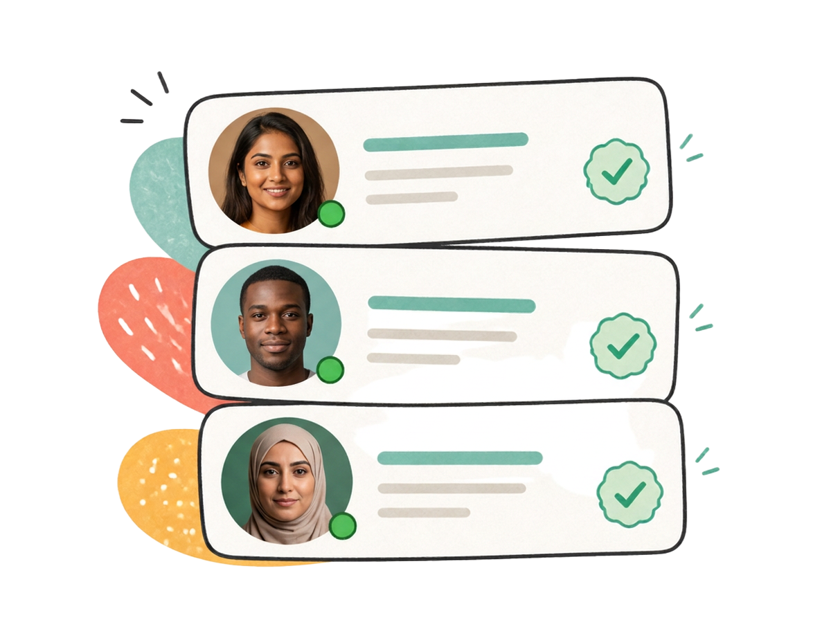 Learners available for an English practice match