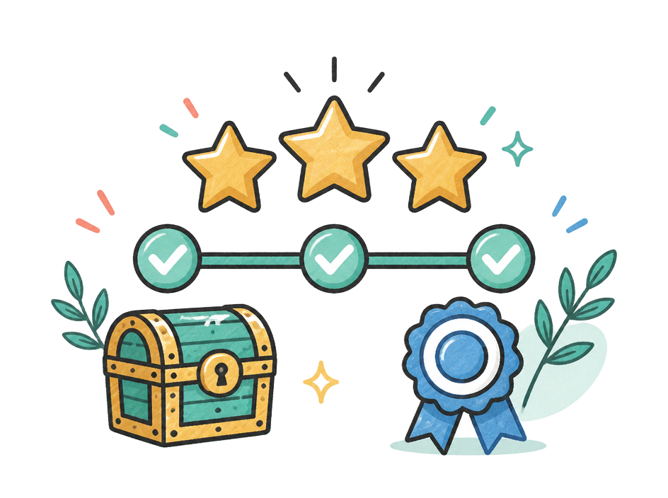 Stars, progress milestones, and learning rewards